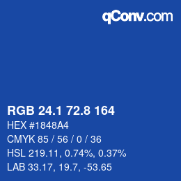 Color code: RGB 24.1 72.8 164 | qconv.com