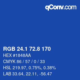 カラーコード: RGB 24.1 72.8 170 | qconv.com