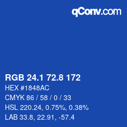カラーコード: RGB 24.1 72.8 172 | qconv.com