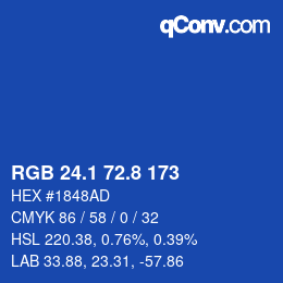 カラーコード: RGB 24.1 72.8 173 | qconv.com