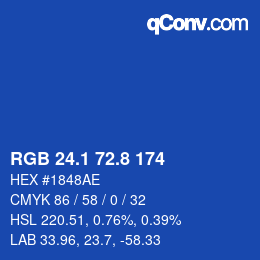 Color code: RGB 24.1 72.8 174 | qconv.com