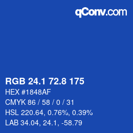 カラーコード: RGB 24.1 72.8 175 | qconv.com