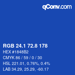 カラーコード: RGB 24.1 72.8 178 | qconv.com