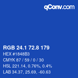 Color code: RGB 24.1 72.8 179 | qconv.com