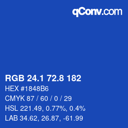 カラーコード: RGB 24.1 72.8 182 | qconv.com