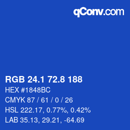 カラーコード: RGB 24.1 72.8 188 | qconv.com