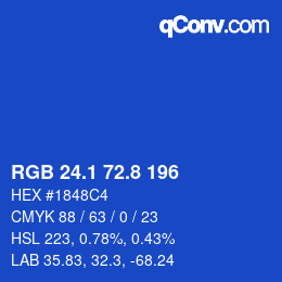 カラーコード: RGB 24.1 72.8 196 | qconv.com