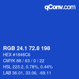 カラーコード: RGB 24.1 72.8 198 | qconv.com
