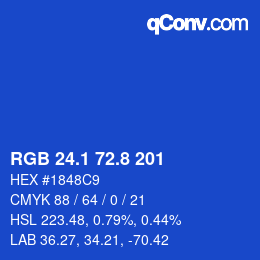 カラーコード: RGB 24.1 72.8 201 | qconv.com