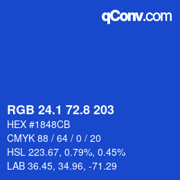 カラーコード: RGB 24.1 72.8 203 | qconv.com