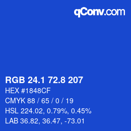 カラーコード: RGB 24.1 72.8 207 | qconv.com