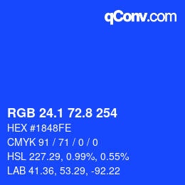 カラーコード: RGB 24.1 72.8 254 | qconv.com