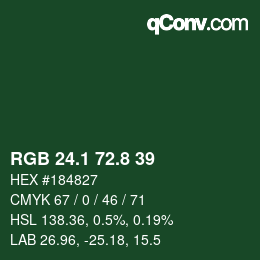 Farbcode: RGB 24.1 72.8 39 | qconv.com