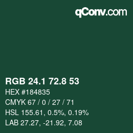 Color code: RGB 24.1 72.8 53 | qconv.com