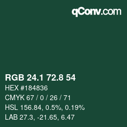 カラーコード: RGB 24.1 72.8 54 | qconv.com