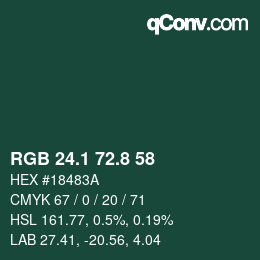 Color code: RGB 24.1 72.8 58 | qconv.com