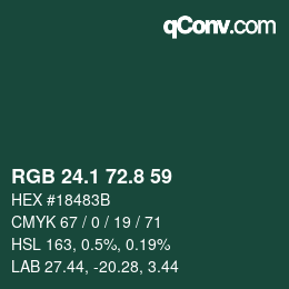 Color code: RGB 24.1 72.8 59 | qconv.com