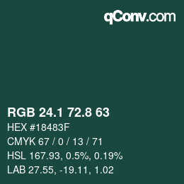 Farbcode: RGB 24.1 72.8 63 | qconv.com