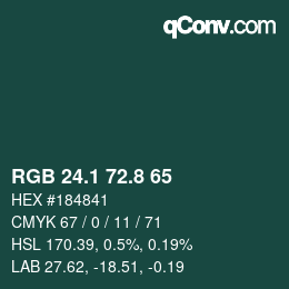 Color code: RGB 24.1 72.8 65 | qconv.com