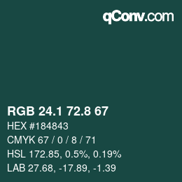Color code: RGB 24.1 72.8 67 | qconv.com