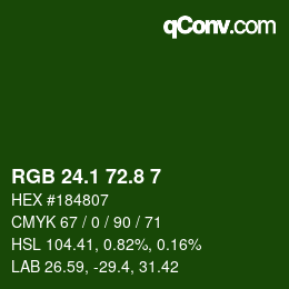カラーコード: RGB 24.1 72.8 7 | qconv.com