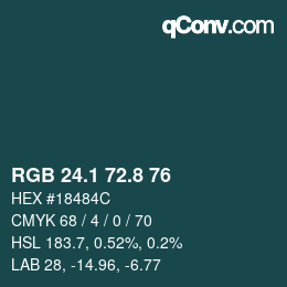 カラーコード: RGB 24.1 72.8 76 | qconv.com