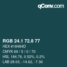 カラーコード: RGB 24.1 72.8 77 | qconv.com
