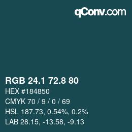 Color code: RGB 24.1 72.8 80 | qconv.com