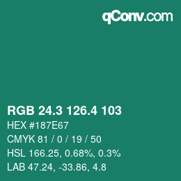 カラーコード: RGB 24.3 126.4 103 | qconv.com