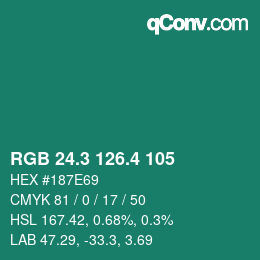 カラーコード: RGB 24.3 126.4 105 | qconv.com