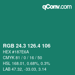 カラーコード: RGB 24.3 126.4 106 | qconv.com