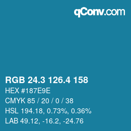 カラーコード: RGB 24.3 126.4 158 | qconv.com
