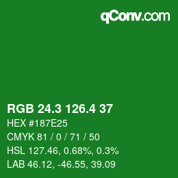 カラーコード: RGB 24.3 126.4 37 | qconv.com