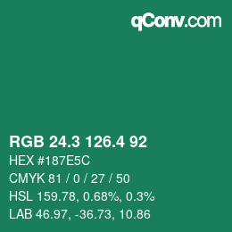 カラーコード: RGB 24.3 126.4 92 | qconv.com
