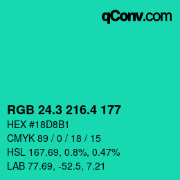 カラーコード: RGB 24.3 216.4 177 | qconv.com