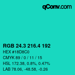 カラーコード: RGB 24.3 216.4 192 | qconv.com