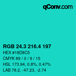 カラーコード: RGB 24.3 216.4 197 | qconv.com