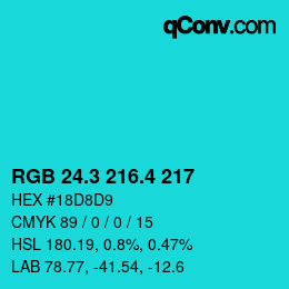 カラーコード: RGB 24.3 216.4 217 | qconv.com