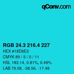 カラーコード: RGB 24.3 216.4 227 | qconv.com