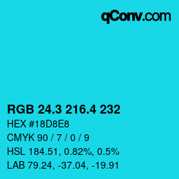カラーコード: RGB 24.3 216.4 232 | qconv.com
