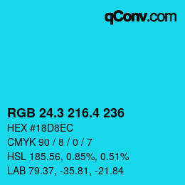 カラーコード: RGB 24.3 216.4 236 | qconv.com