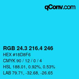 カラーコード: RGB 24.3 216.4 246 | qconv.com