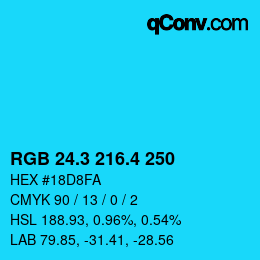 カラーコード: RGB 24.3 216.4 250 | qconv.com