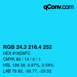 カラーコード: RGB 24.3 216.4 252 | qconv.com