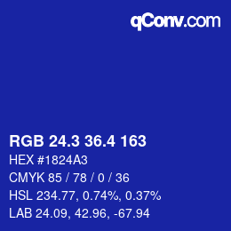 カラーコード: RGB 24.3 36.4 163 | qconv.com