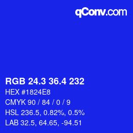 カラーコード: RGB 24.3 36.4 232 | qconv.com