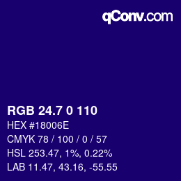 カラーコード: RGB 24.7 0 110 | qconv.com