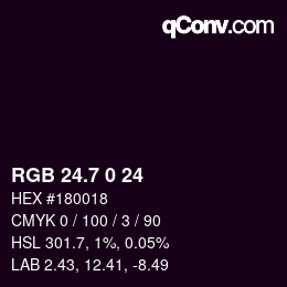 カラーコード: RGB 24.7 0 24 | qconv.com