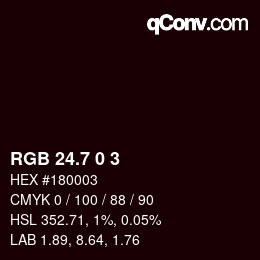 カラーコード: RGB 24.7 0 3 | qconv.com