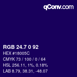 カラーコード: RGB 24.7 0 92 | qconv.com